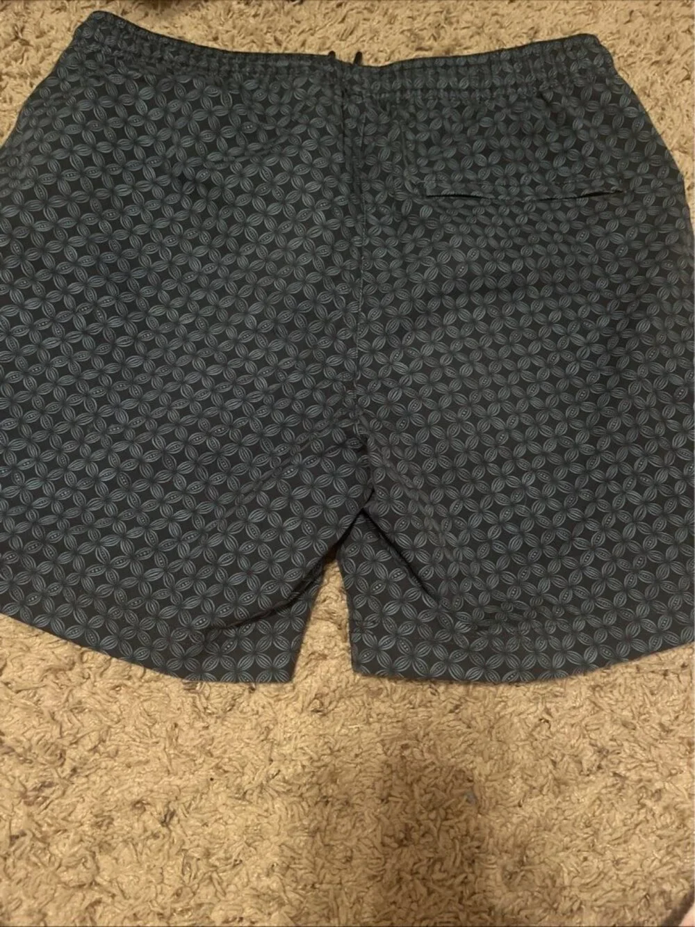 Berkley Jensen Men Small Swim Trunks Blue Geometric Medallion Print Board Shorts